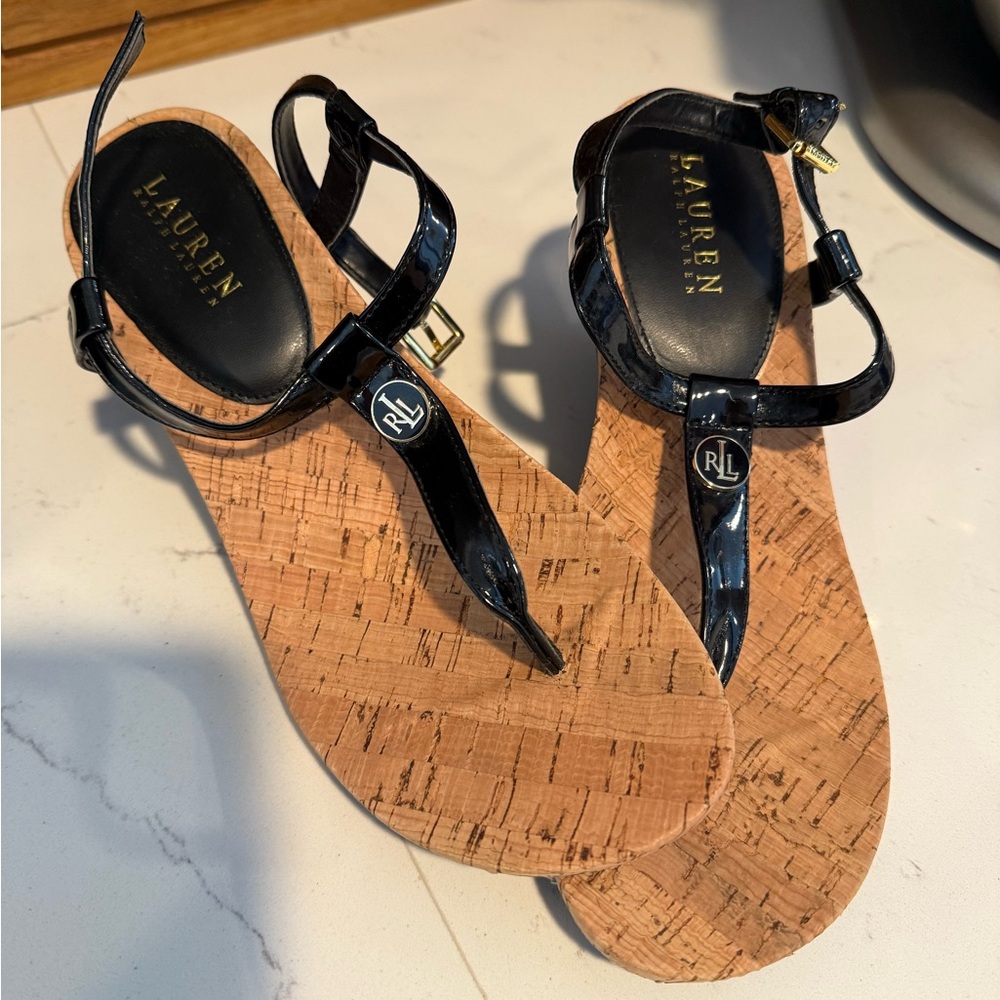 Black Ralph Lauren Wedge  Sandals
